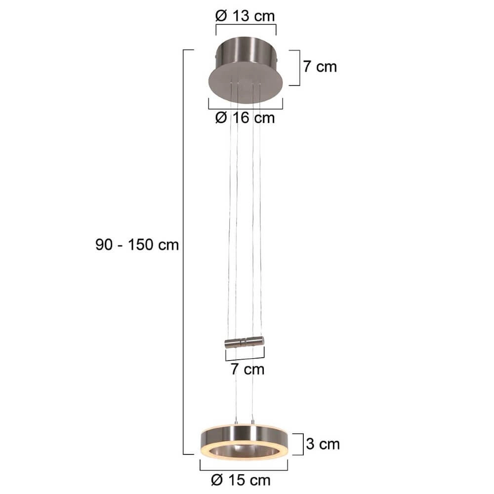 Strakke led hanglamp Piola RVS Steinhauer 8712746167306