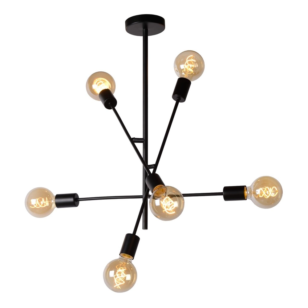 Plafondlamp Lester zwart 6-lichts Lucide 5411212211033