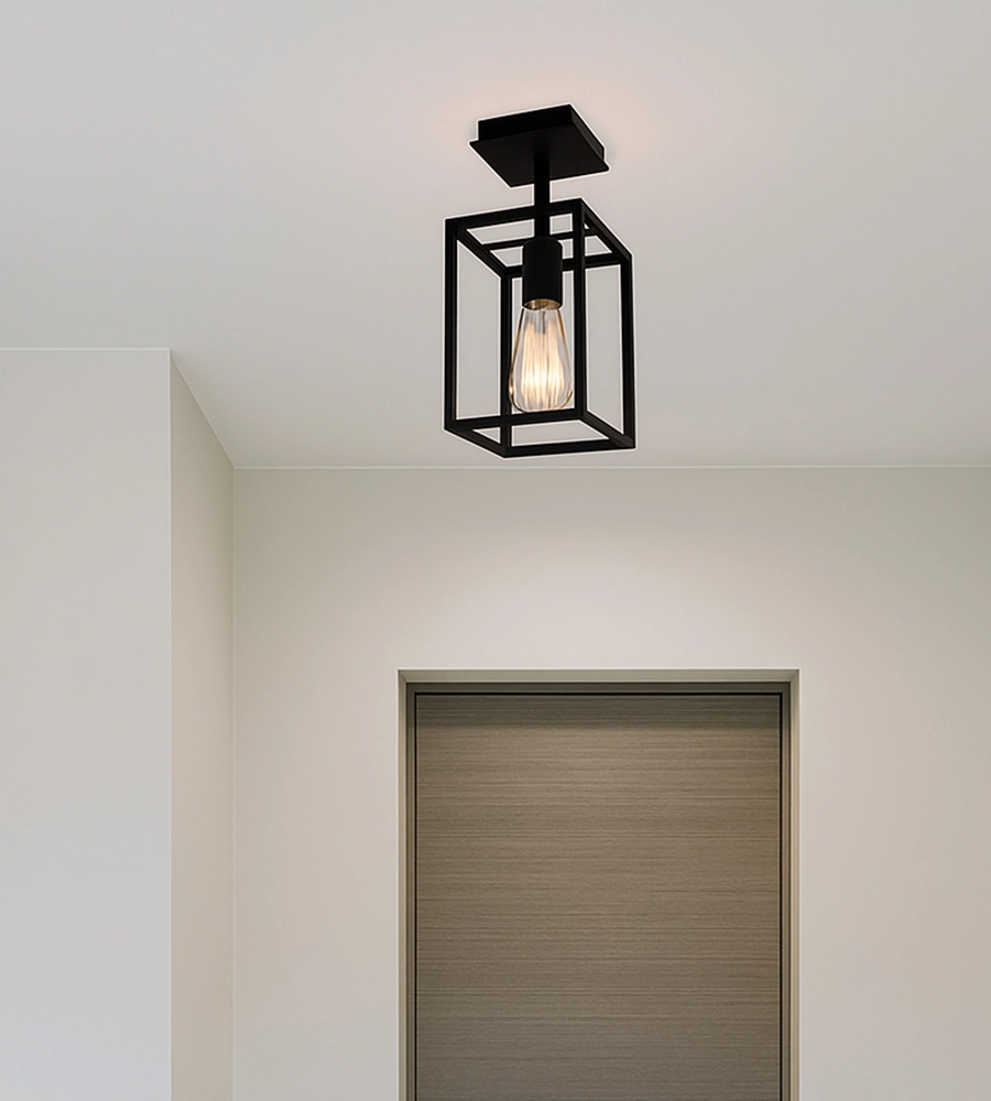 Zwarte plafondlamp in hal