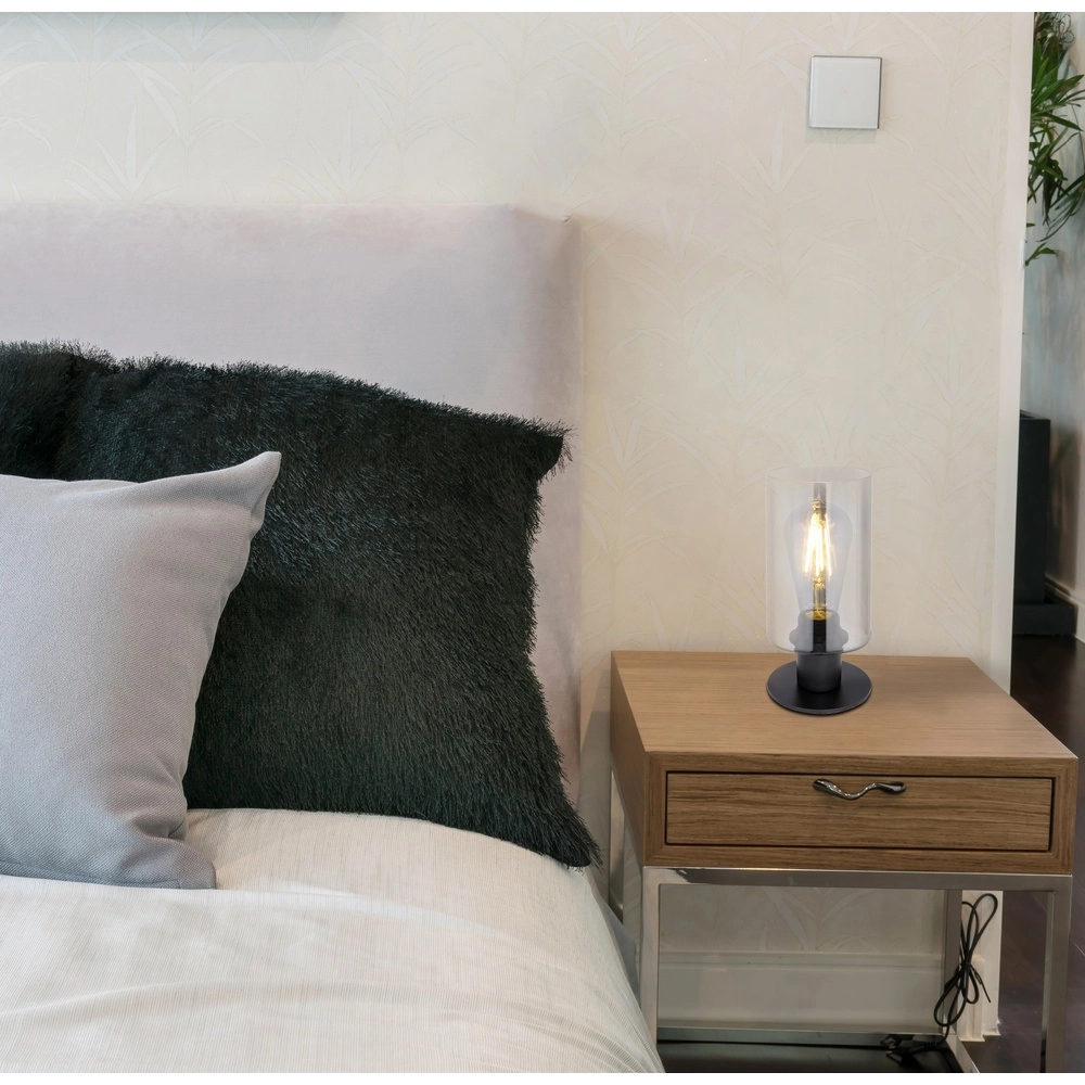 Tafellamp Hadera zwart met smoke glas Globo 9007371405848