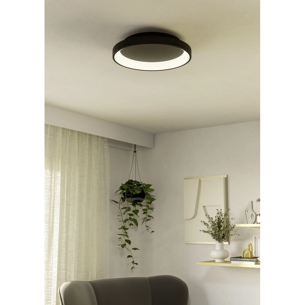 Strakke led plafonnière Loretello Ø 35cm - zwart Eglo 9008606316410