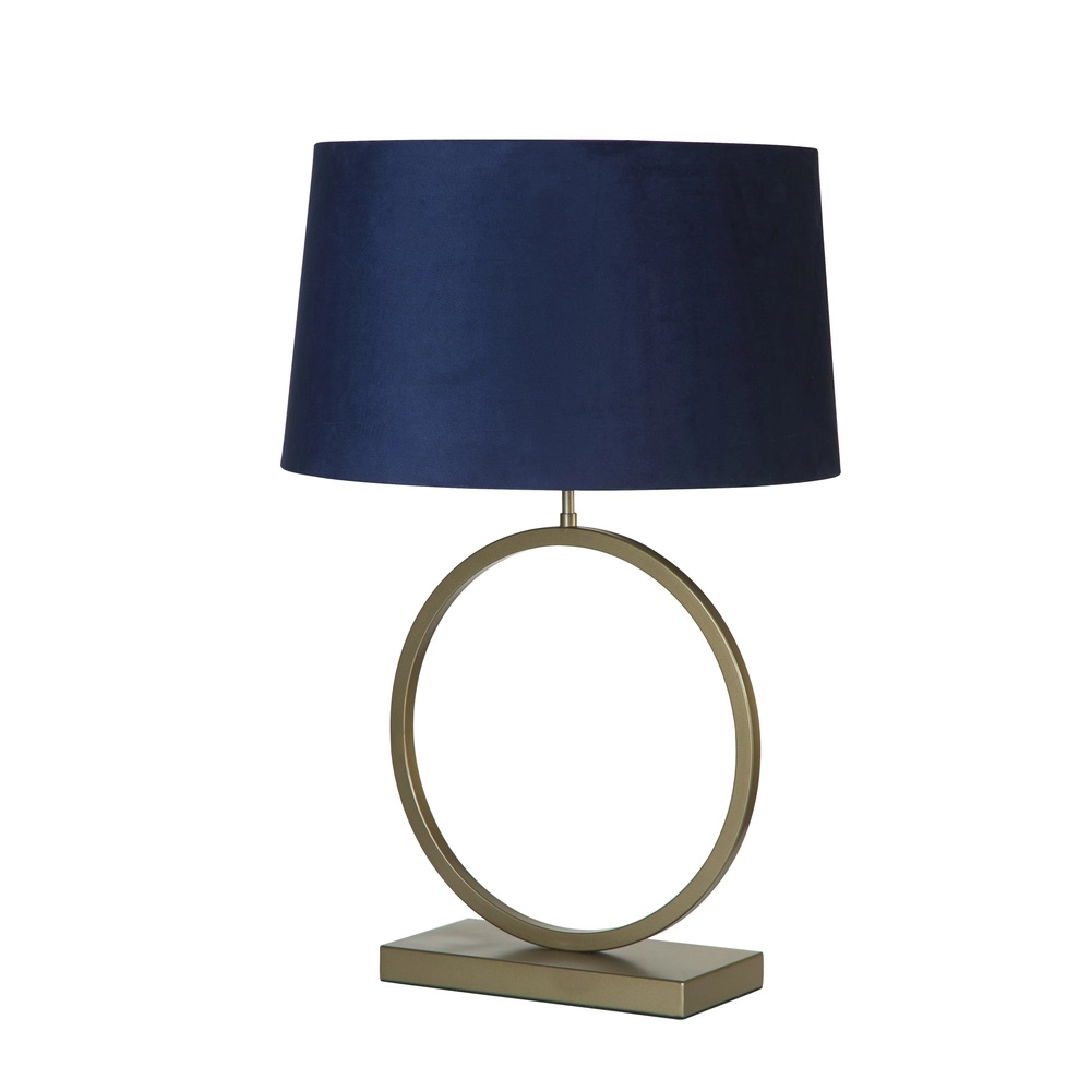 Tafellamp Elegant brons met blauwe kap