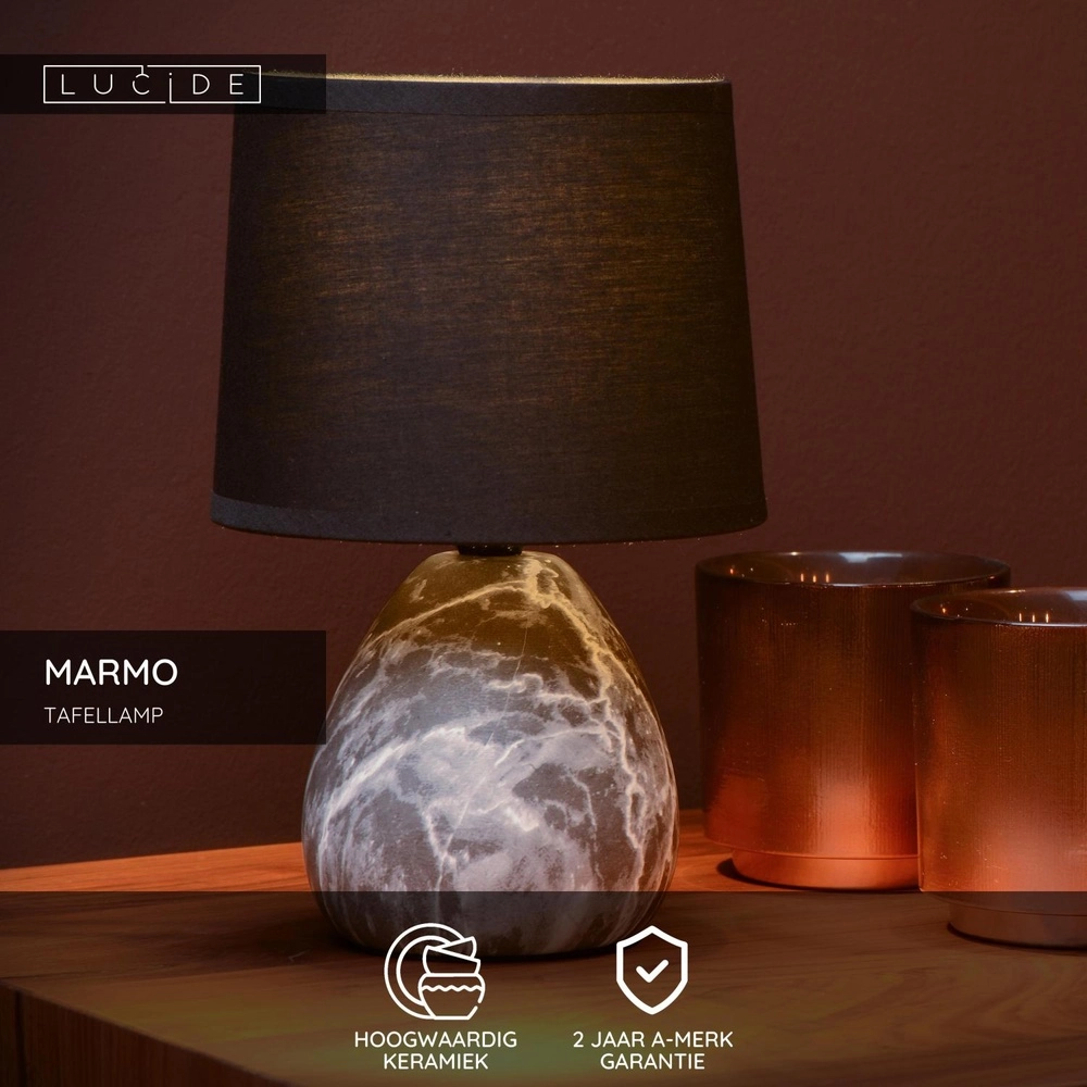 Tafellamp Marmo zwart Lucide 5411212470225