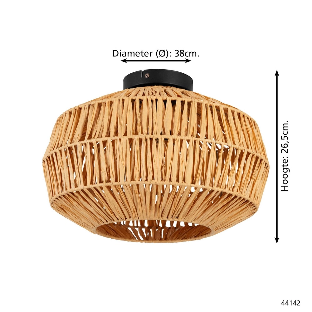 Rotan plafondlamp Sheldon Ø 38cm Eglo 9008606359776