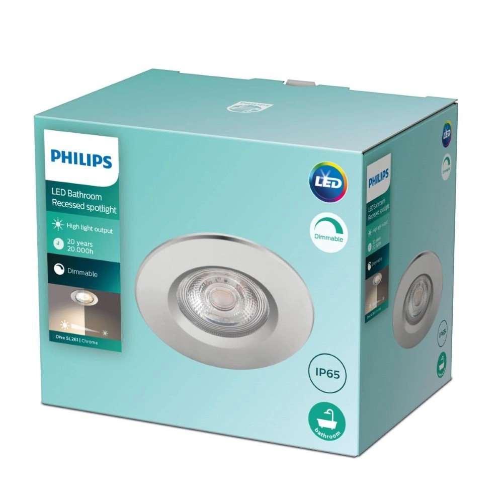 Chrome inbouwspot Dive led Philips 8718699789619