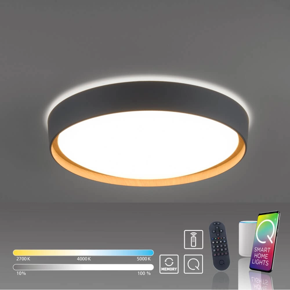 Ronde plafondlamp Q-Emilia grijs Paul Neuhaus 4012248366530