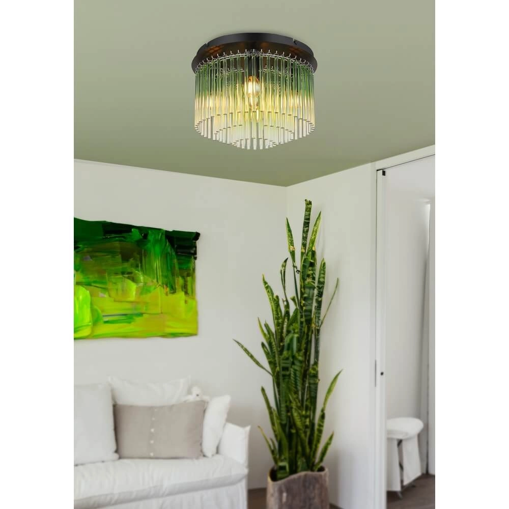 Zwarte plafondlamp Gorley met glas Ø 32cm Globo 9007371448951