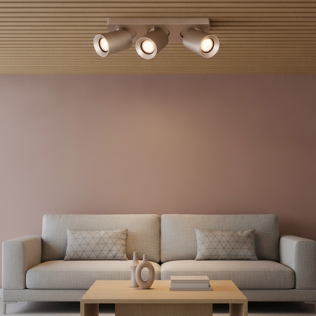 3-lichts opbouwspot Megano champagne