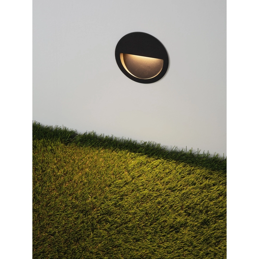 Ronde inbouw wandlamp Sete zwart Lyora 5212017497987