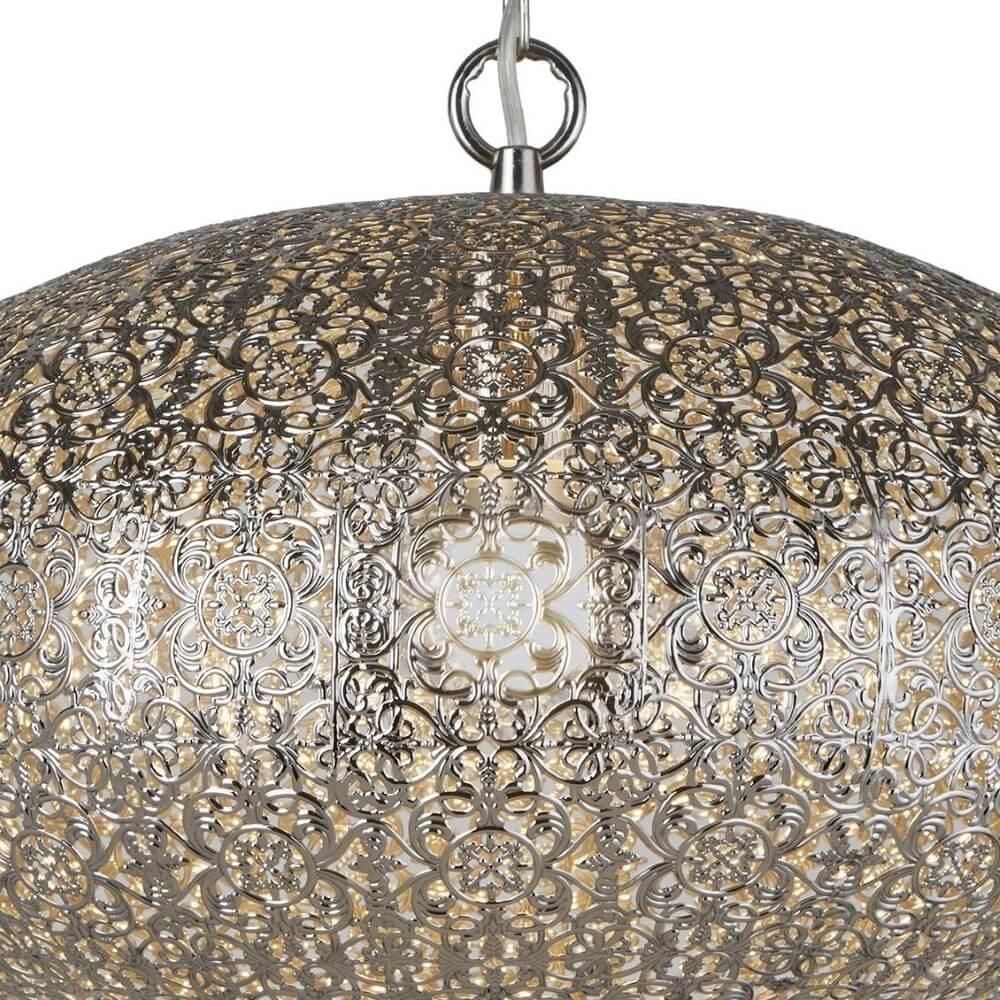 Marokaanse stijl hanglamp Fretwork RVS Searchlight 5053423096001