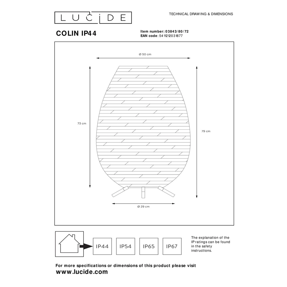 Tafellamp Colin Ip44 oplaadbaar rotan Lucide 5411212031877