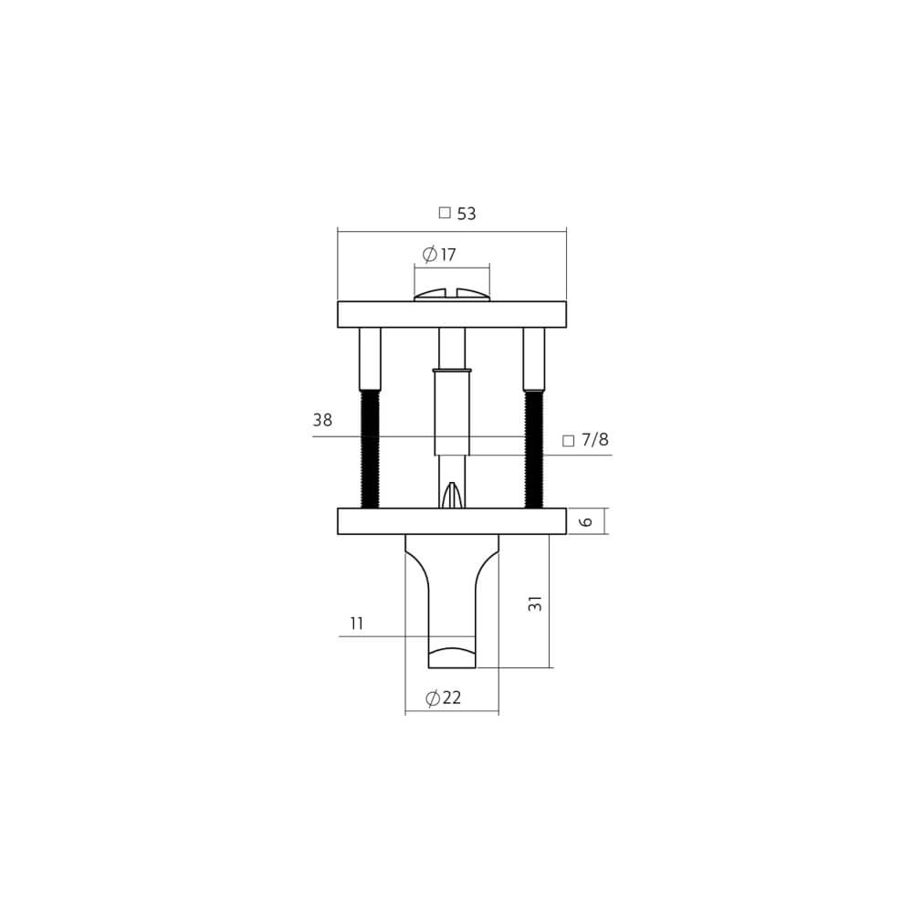 WC-sluiting Tira vierkant brons 53x53mm Intersteel 8714186695937