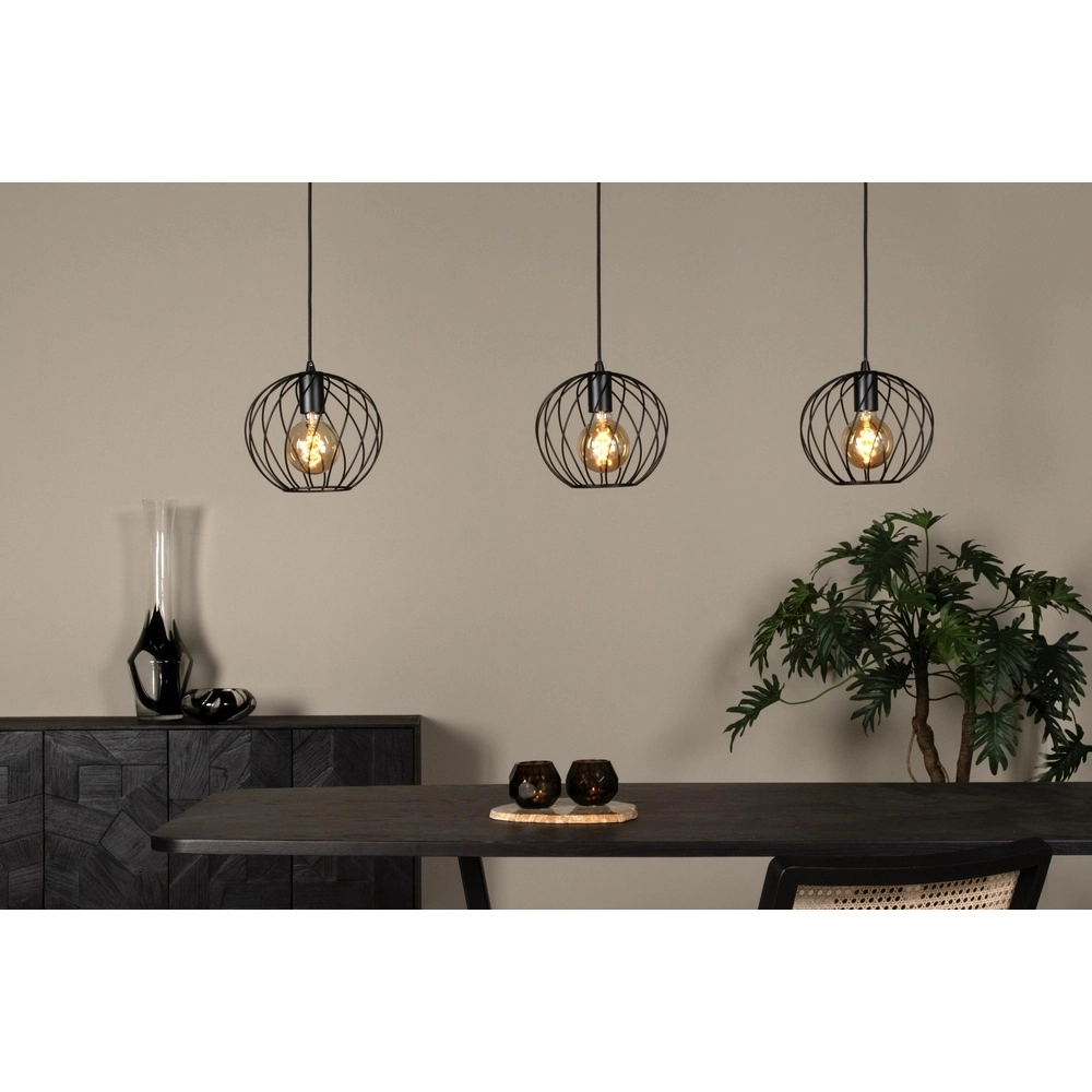 3-lichts hanglamp Danza zwart Lucide 5411212211552
