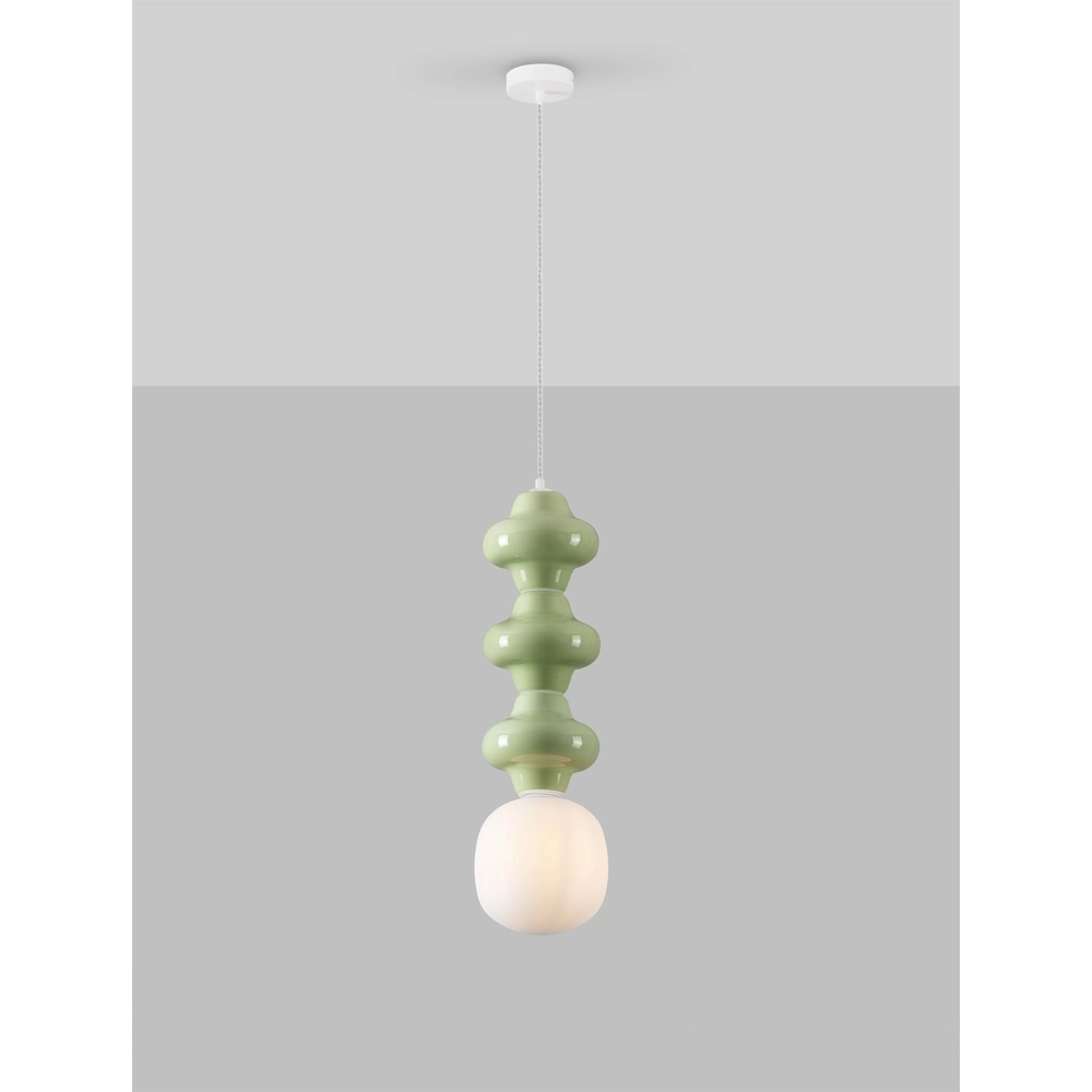 Hanglamp Clio L lichtgroen keramiek met wit glas Lyora 5212017461346