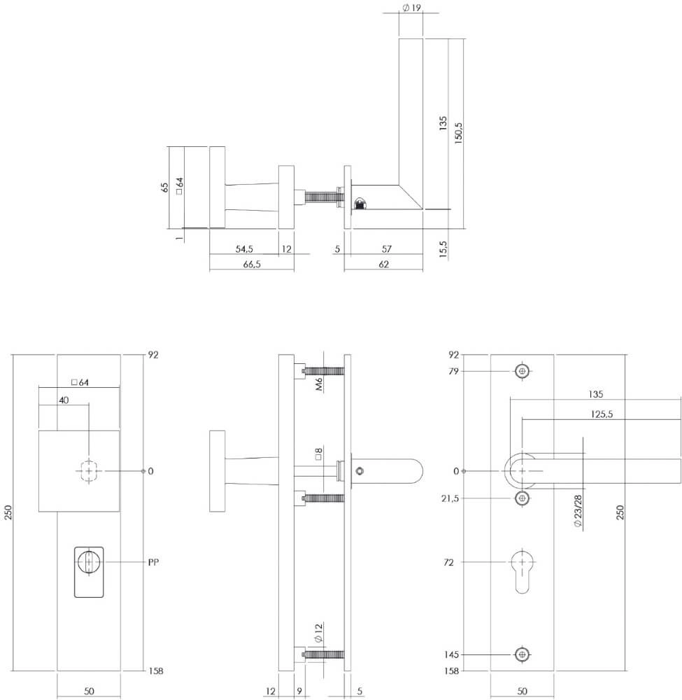 Voordeurbeslag Vurano kerntrekbeveiliging PC 72mm recht RVS Intersteel 8714186428191