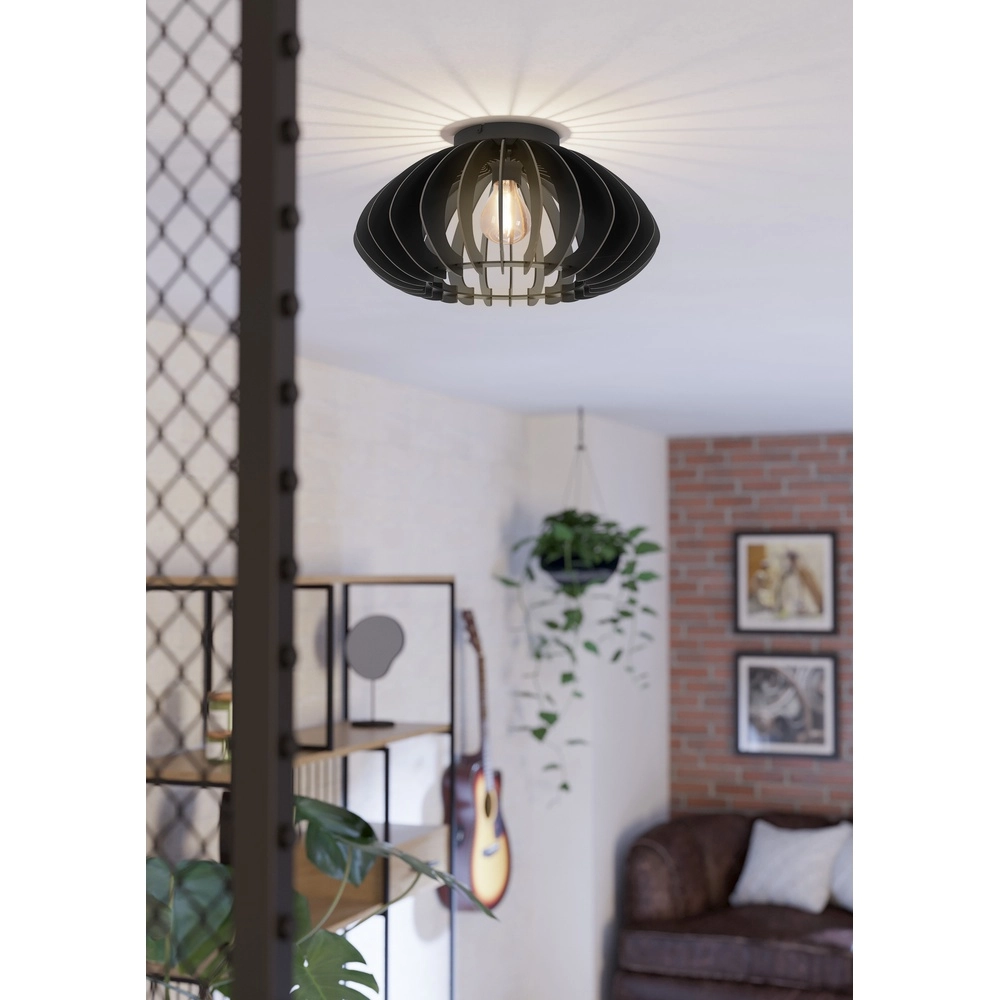Houten plafondlamp Cossano 3 zwart - Ø 45cm Eglo 9008606291380