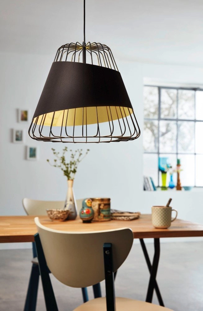 Design hanglamp Austell 43cm zwart met goud Eglo 9002759495091
