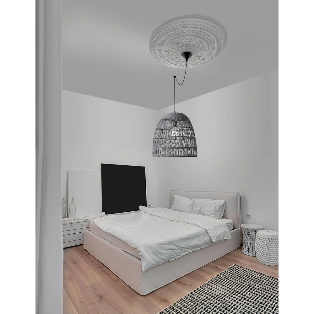 Grijze hanglamp Destin rotan Ø 46,5cm Lyora 5212017416667