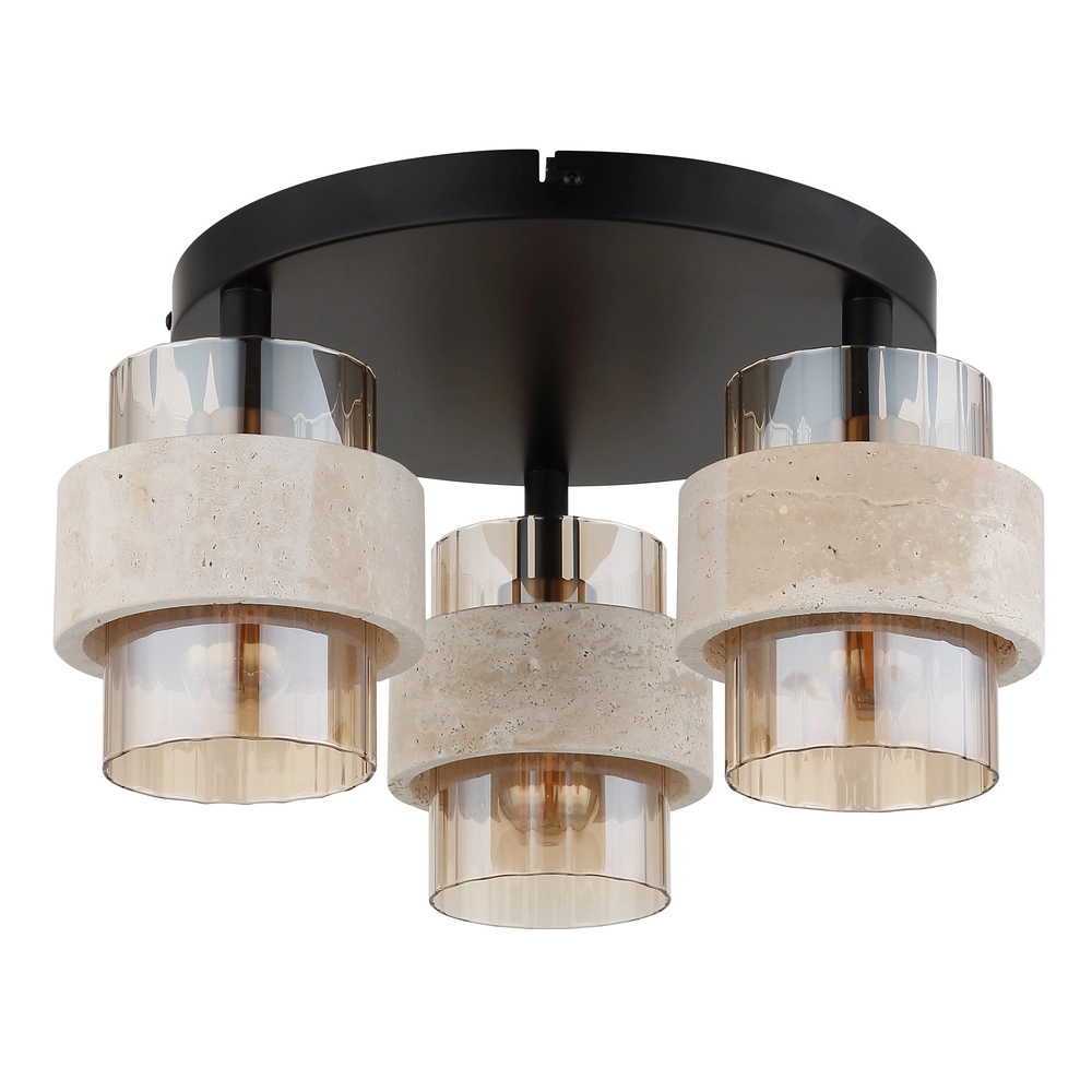 Plafondlamp Daren zwart met marmer Globo 9007371586660