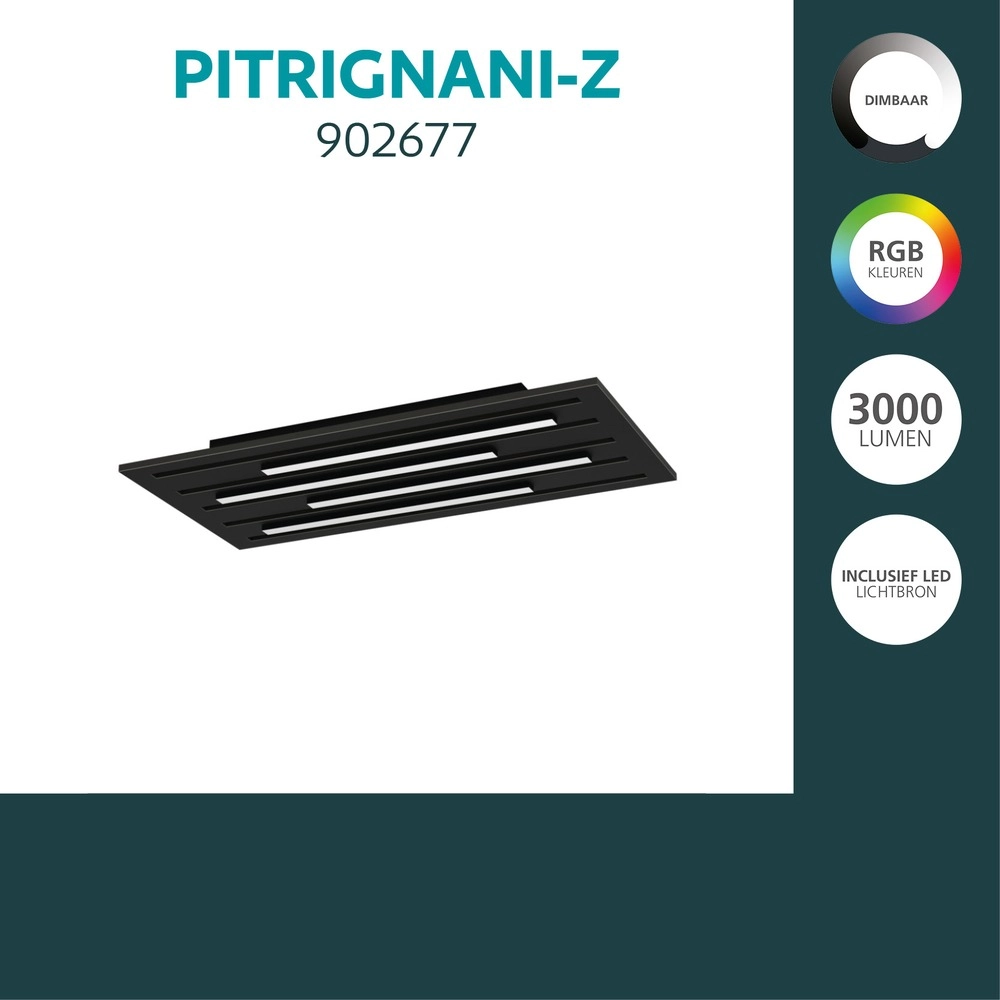 Smart plafonniere Pitrignani-Z rechthoek 60 x 30cm zwart Eglo 9008606390540