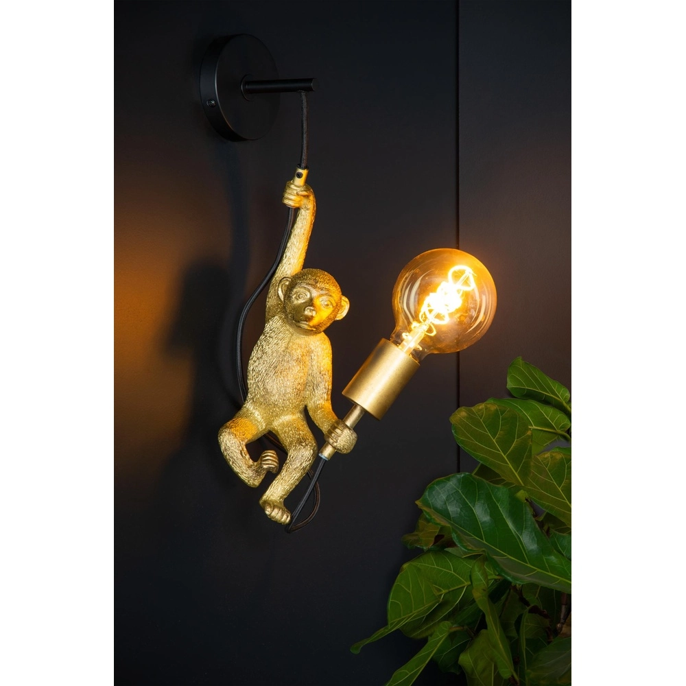 Wandlamp Extravaganza Chimp aapje zwart met goud Lucide 5411212105608