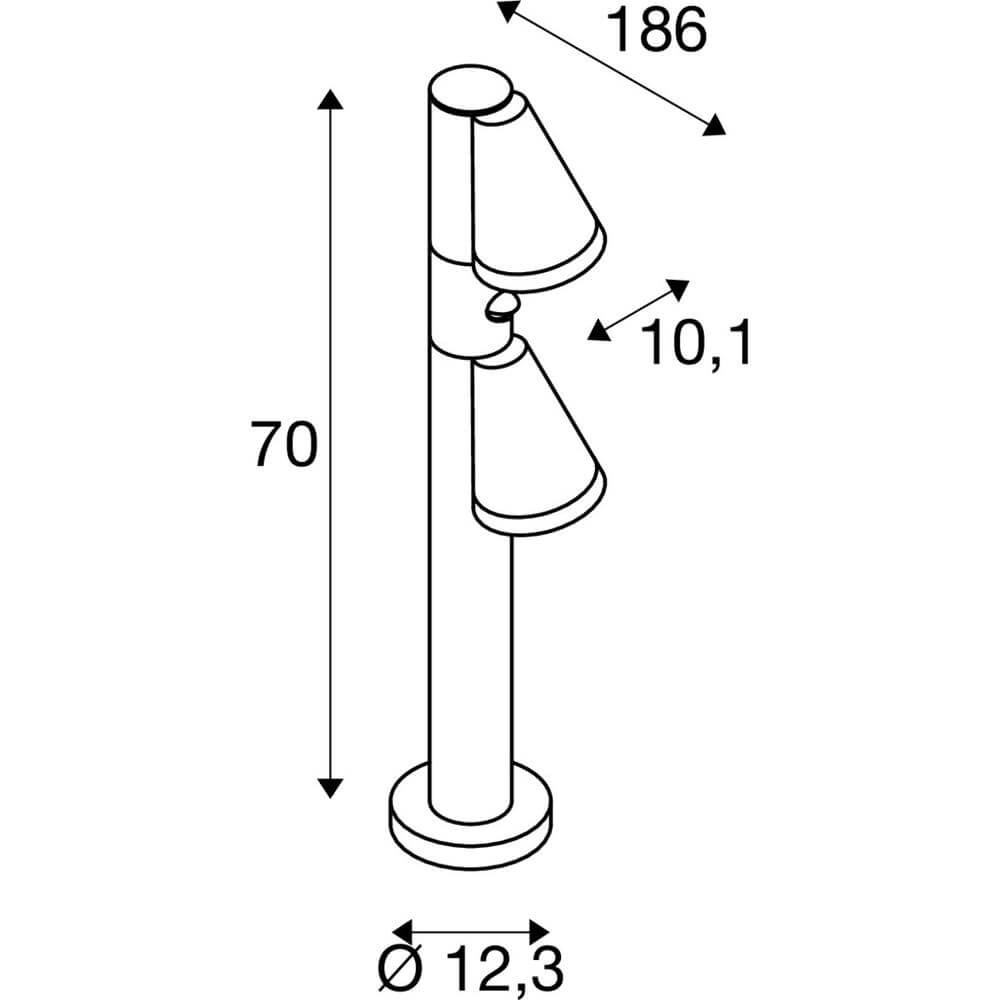 Padverlichting T-Tube 70 Pole 70cm zwart dubbel met sensor SLV 4024163291583
