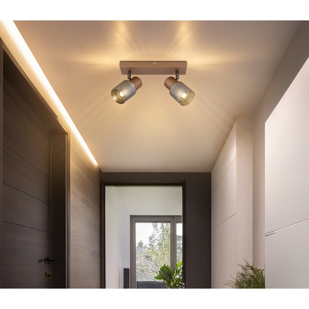 Plafondlamp Satella 2-lichts koffie bruin Globo 9007371474561