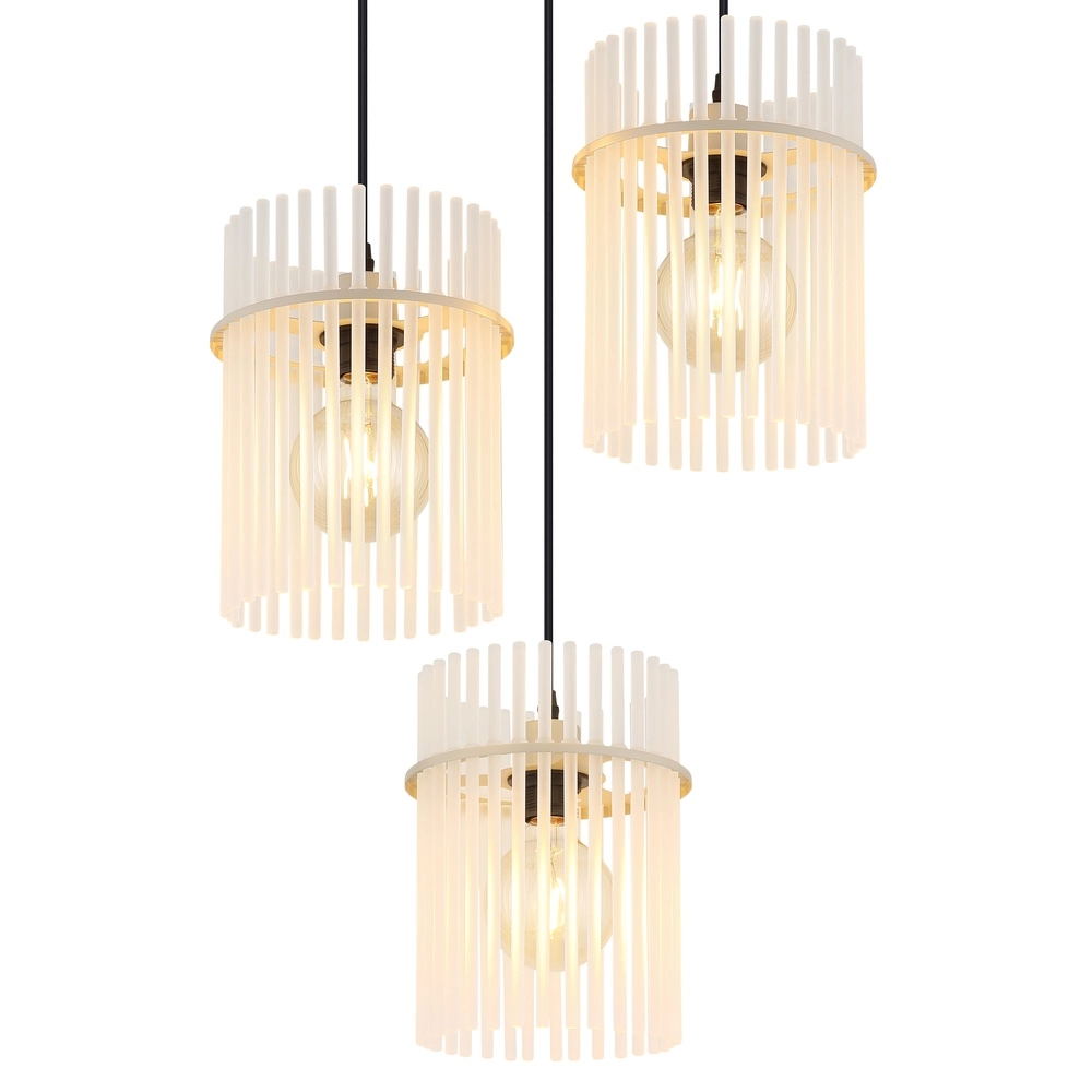 3-lichts hanglamp Gorley zand bruin met glas rond Globo 9007371569717