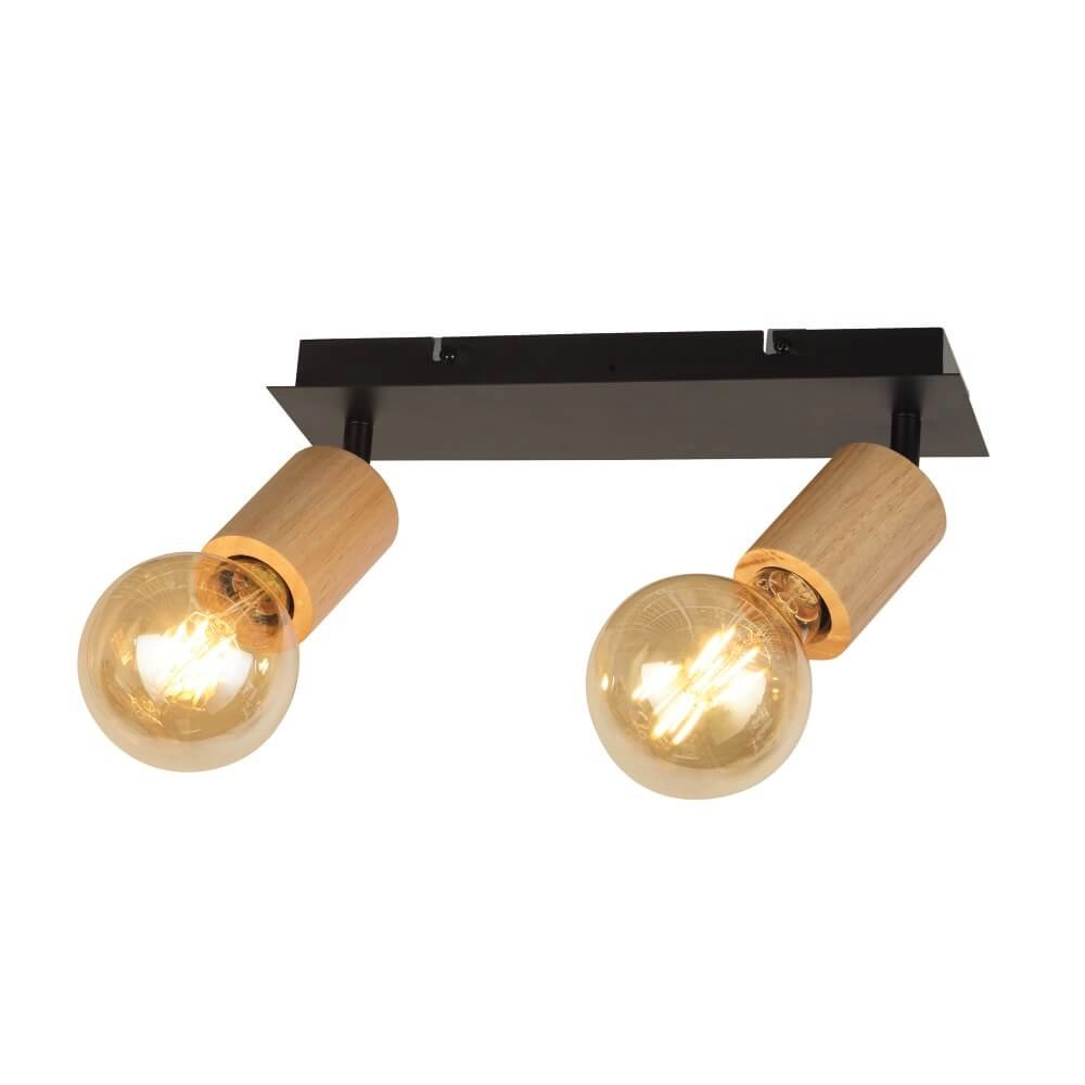 Houten plafondlamp Spinny 2-lichts