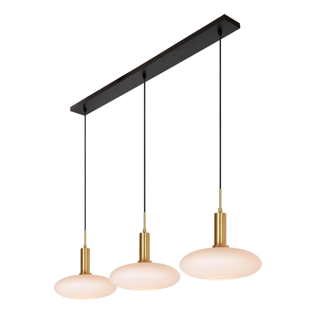 Design hanglamp Singala 3-lichts recht goud met wit Lucide 5411212251091