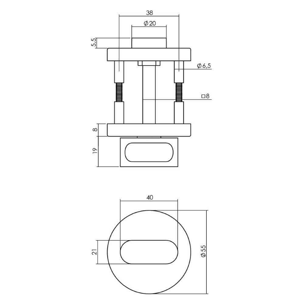 WC-sluiting Tira met venster aluminium zwart Intersteel 8714186492239