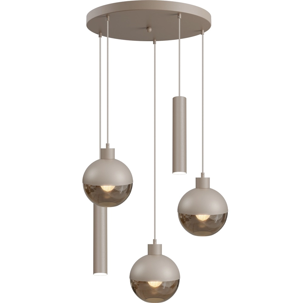 5-lichts hanglamp Opera Ø 50cm beige terra