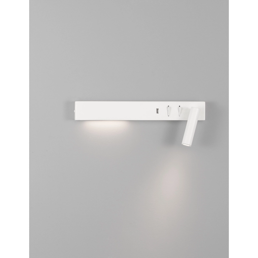 Bedlampje Vida rechts wit met usb