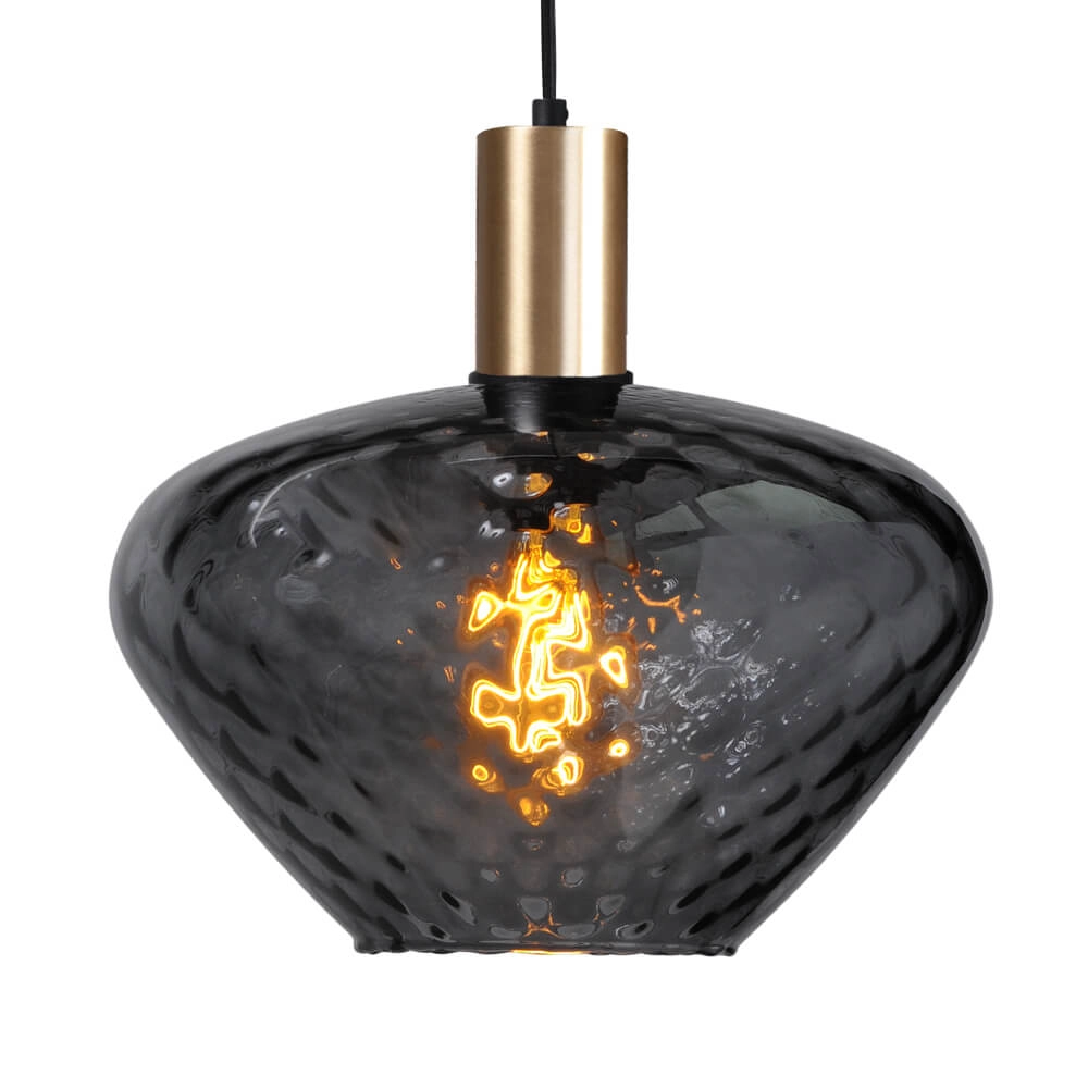 Hanglamp goud Porto met Blossom smoke glas - Ø 30cm