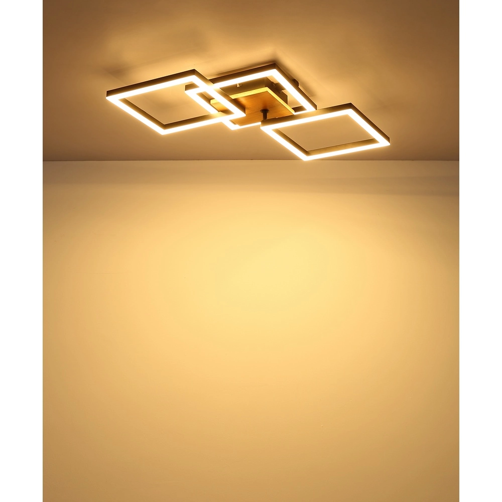 Plafondlamp Kerry zwart met houtlook Globo 9007371443222