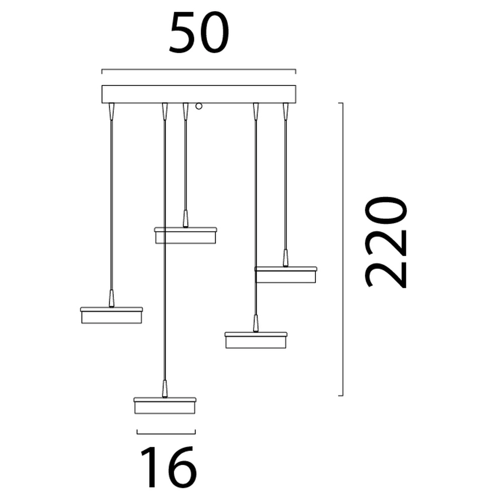 5-lichts hanglamp Imperia Ø 50cm zwart met nikkel Masterlight 8718121359427