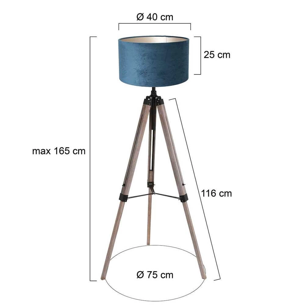 Tripod vloerlamp Triek met blauwe kap Steinhauer 8712746176124