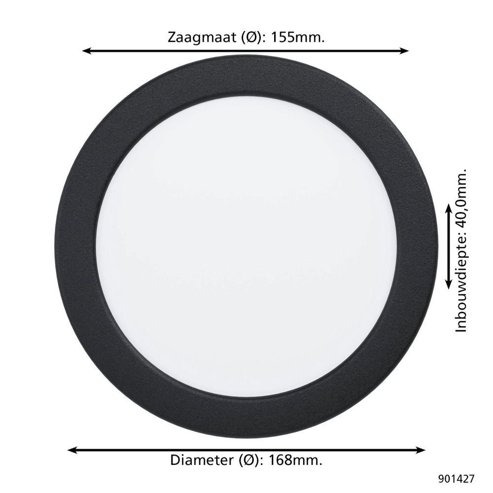 IP44 inbouw lamp Fueva 6-Z Zigbee - zwart - Ø 16,8cm Eglo 9008606330980