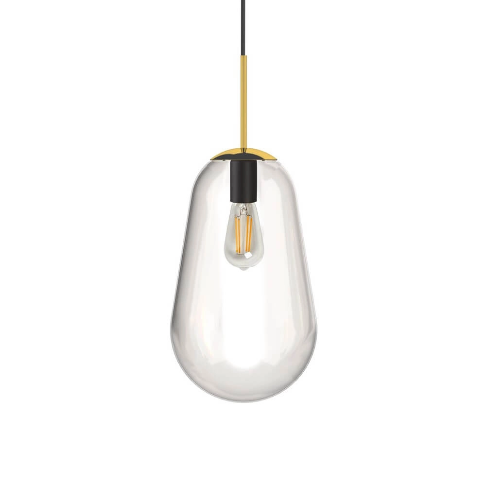 Glazen hanglamp Pear Medium Ø 22cm goud met helder glas