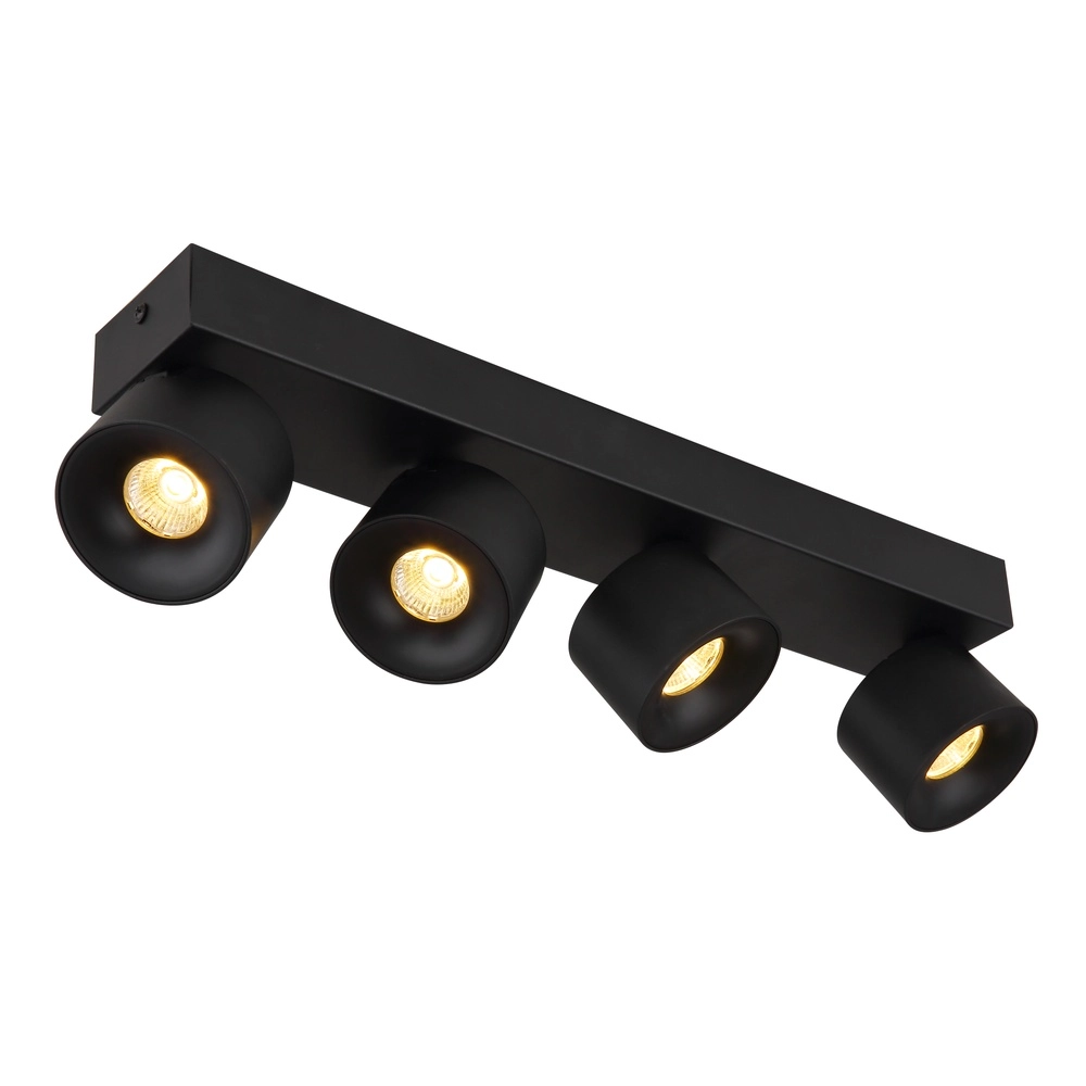 Strakke plafondlamp Rae 4-lichts zwart