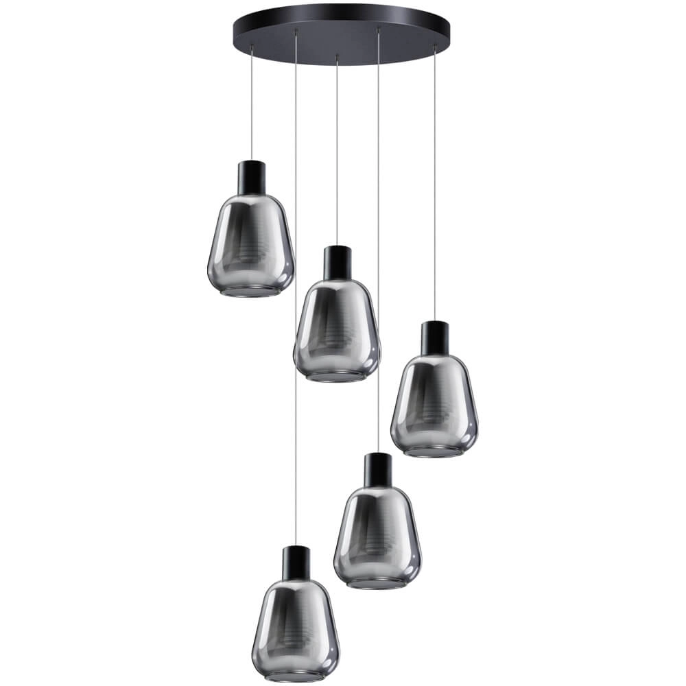5-lichts vide hanglamp Gary glas