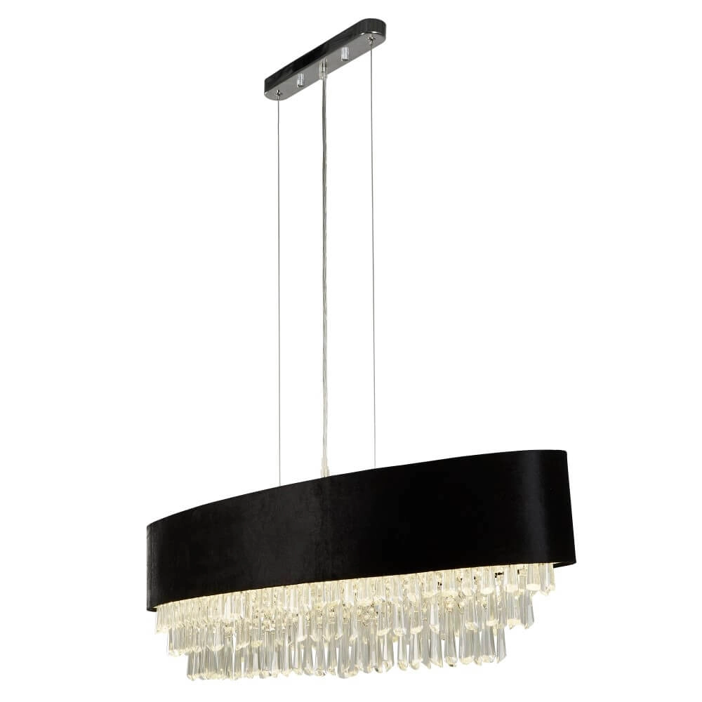 Grote kroonluchter Glamour zwart met chroom Searchlight 5053423244143
