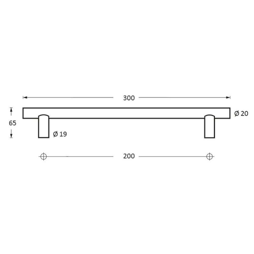 Deurgrepen T-vorm Gripon 30cm per paar RVS Intersteel 8714186334027