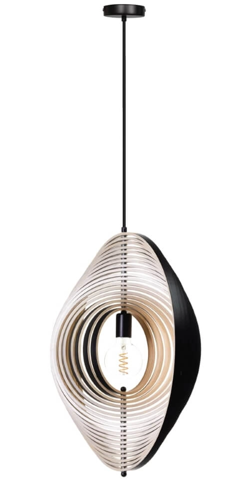 Desing hanglamp Woody zwart met hout Ø 59cm ETH 8720195307549