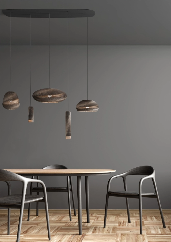 Natural Groups Black 1100 kartonnen hanglamp Ø 9cm Think Paper