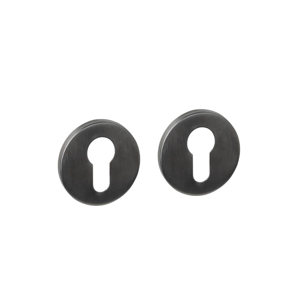Set van 2 cilinderrozetten Tira rond antraciet Ø 52mm