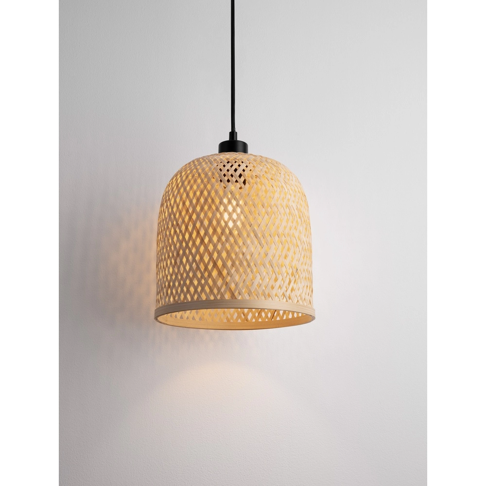 Hanglamp Intra zwart met bamboe kapje