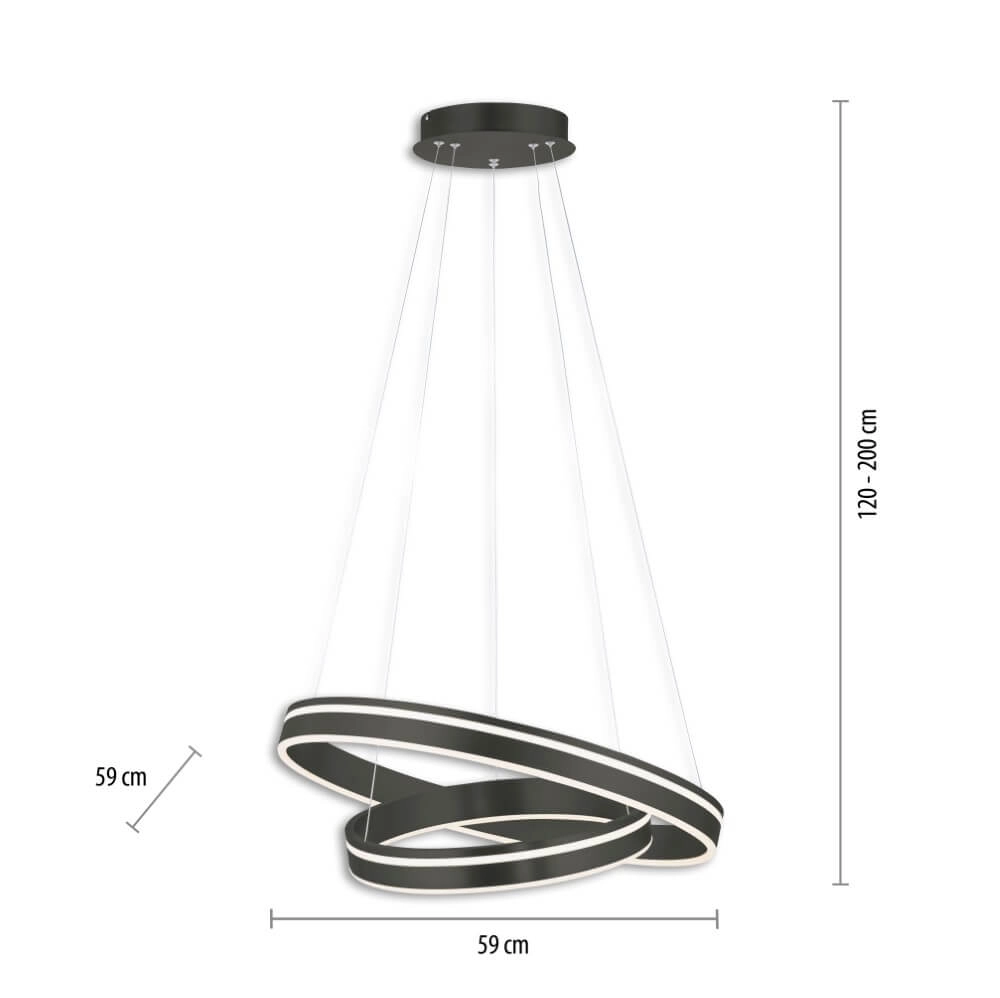 Hanglamp Q-Vito Ø 59cm antraciet Paul Neuhaus 4012248367445