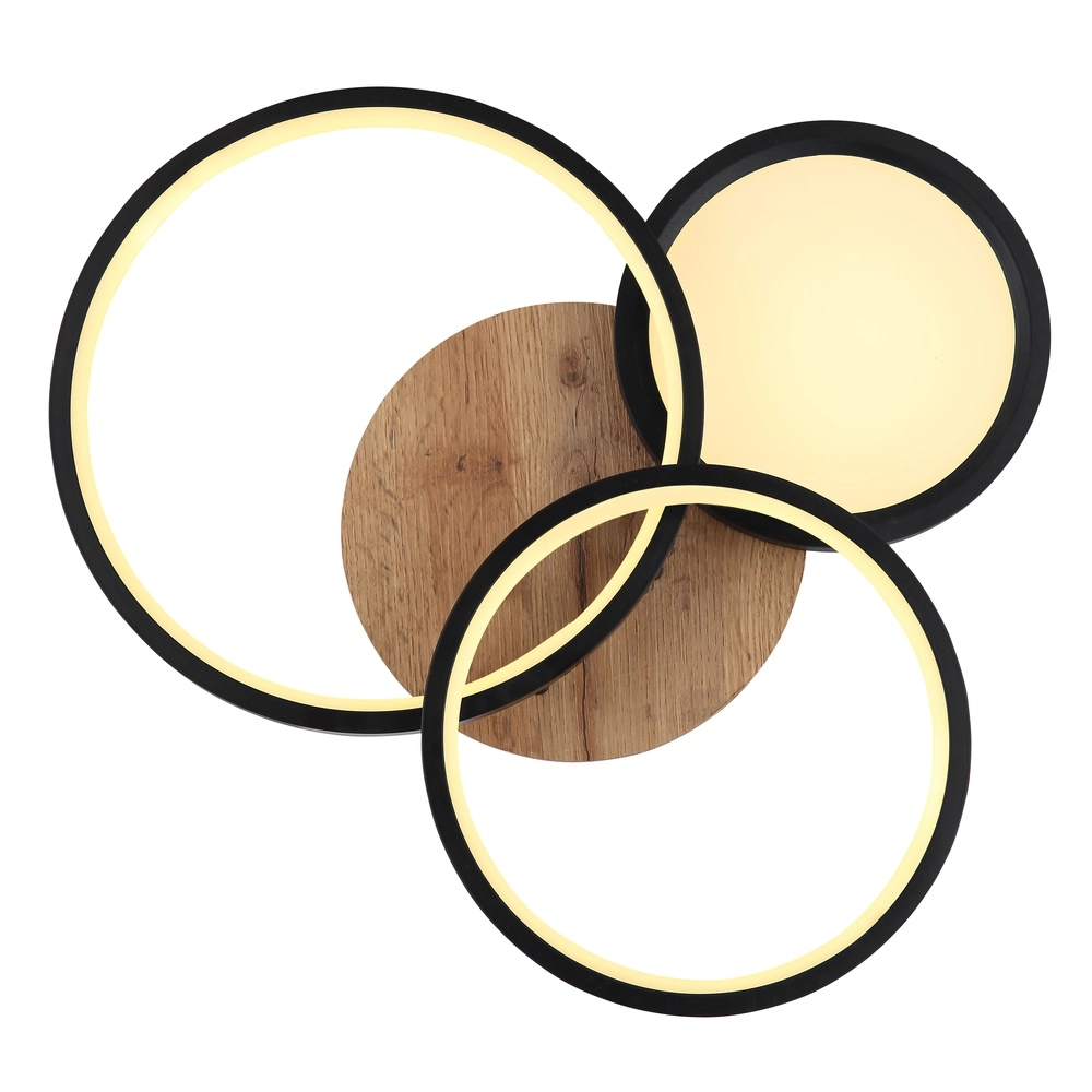 Zwarte plafondlamp Sid design met hout Globo 9007371436392