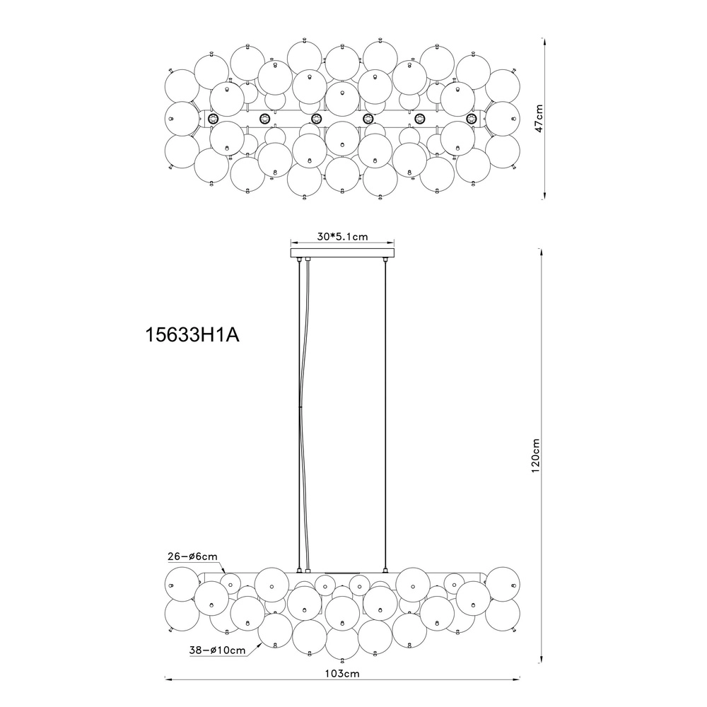 Unieke hanglamp Udo amber glas 100cm Globo 9007371474271